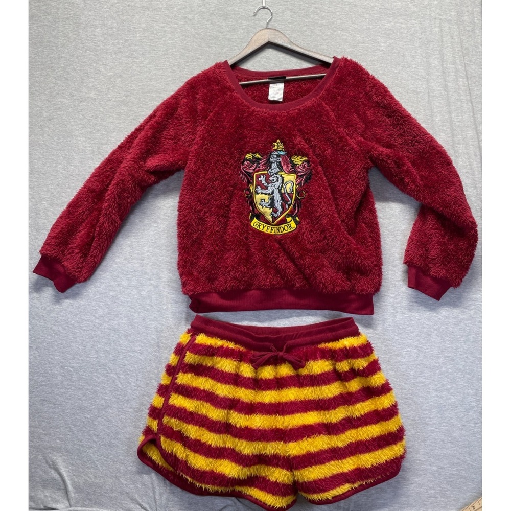 Harry Potter Gryffindor Sleep Pajama Set Womens M Red Yellow Embroidered Logo